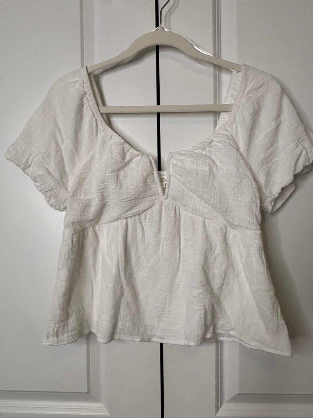 Kirious Los Angeles White Cotton Babydoll Blouse Large Cottagecore Peasant Top